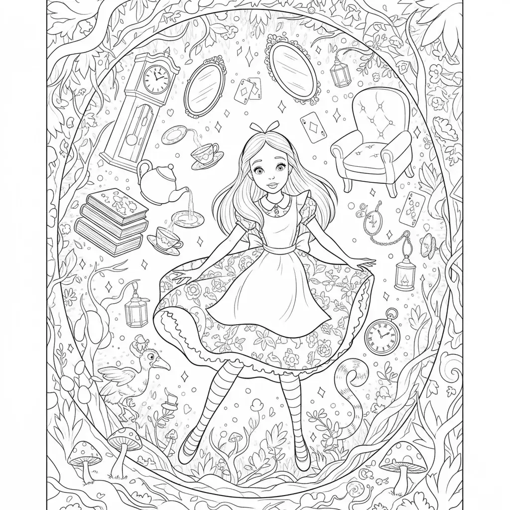 Alice in Wonderland coloring pages