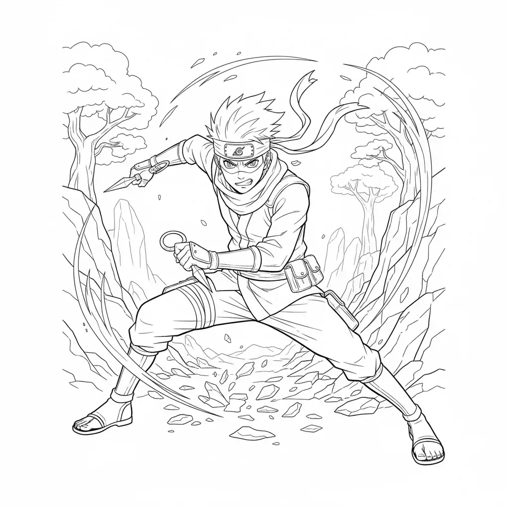 Anime Ninja in Battle Stance