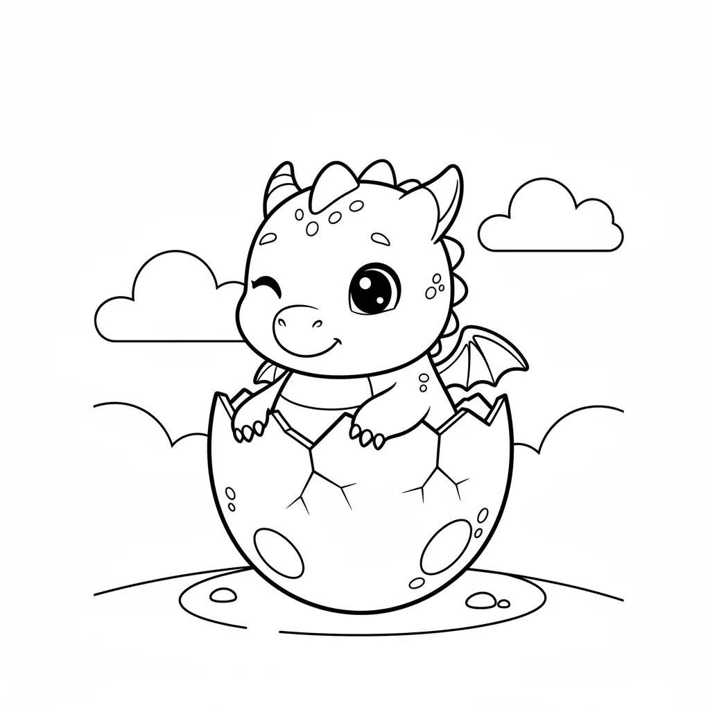 Baby Dragon Hatching from Egg