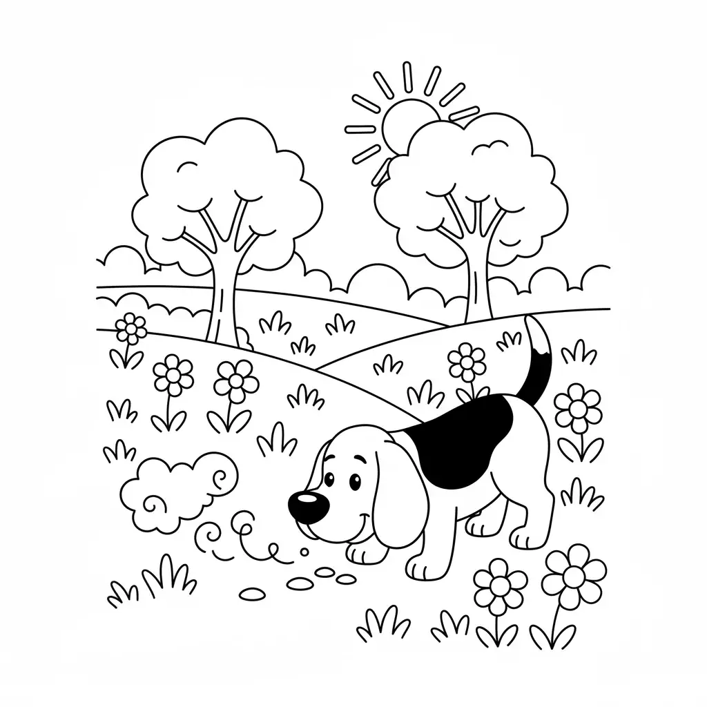 Beagle Following a Scent