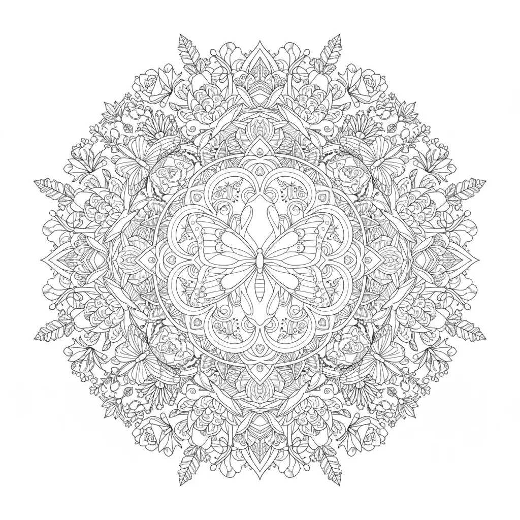 Butterfly and Flowers Mandala