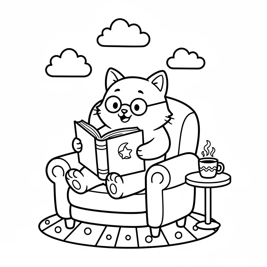 Cat Reading a Book