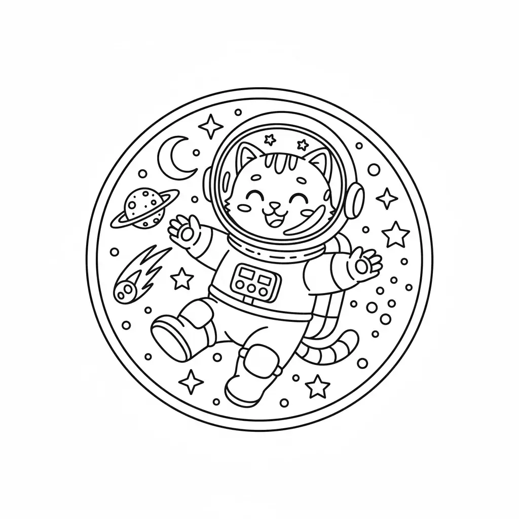 Cat Astronaut in Space