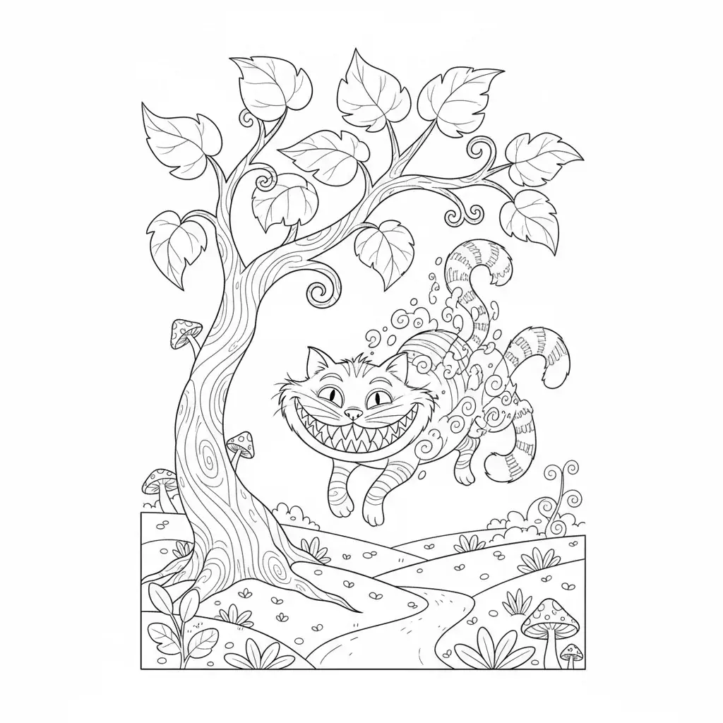 Cheshire Cat Floating and Grinning