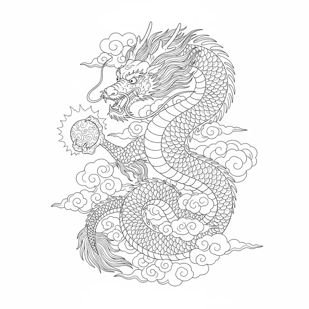 Chinese Dragon Among Clouds