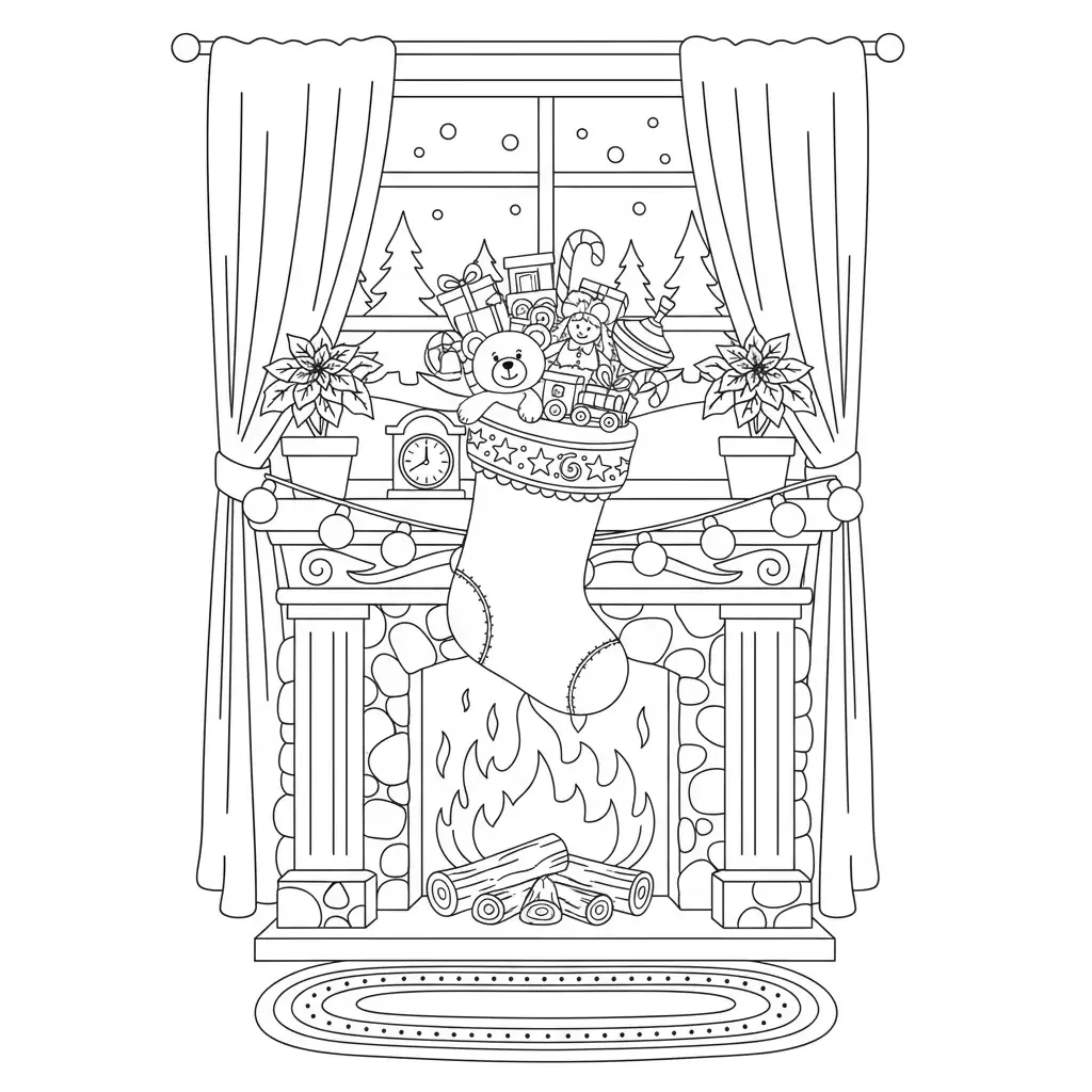 Christmas Stocking by the Fireplace