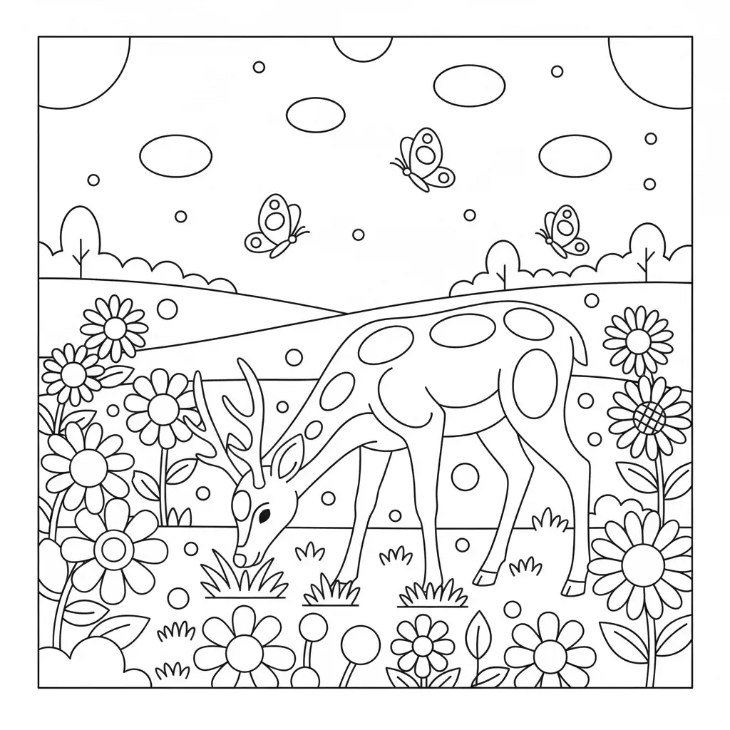 Deer in a Sunlit Meadow