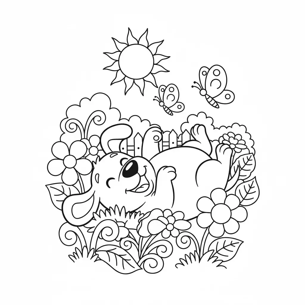 Dog Relaxing in Garden