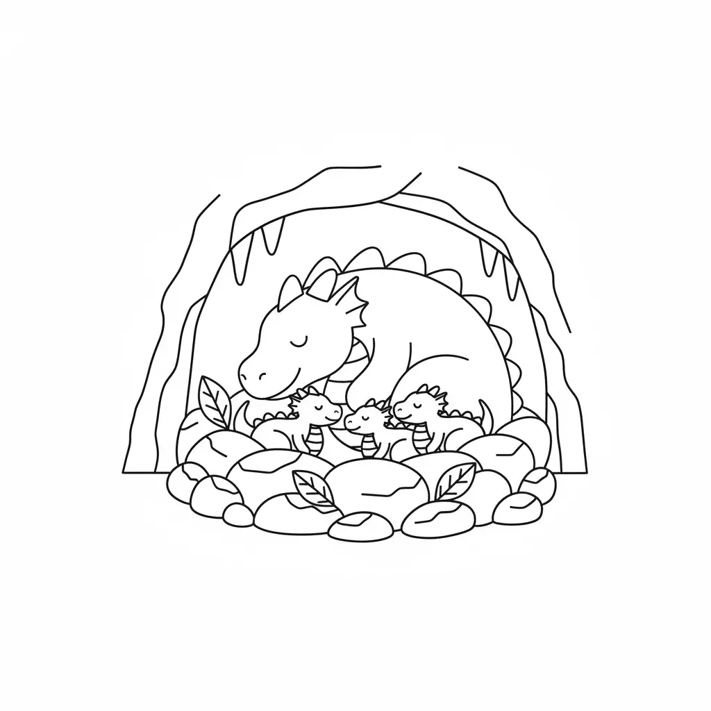 Dragon Family in Cave