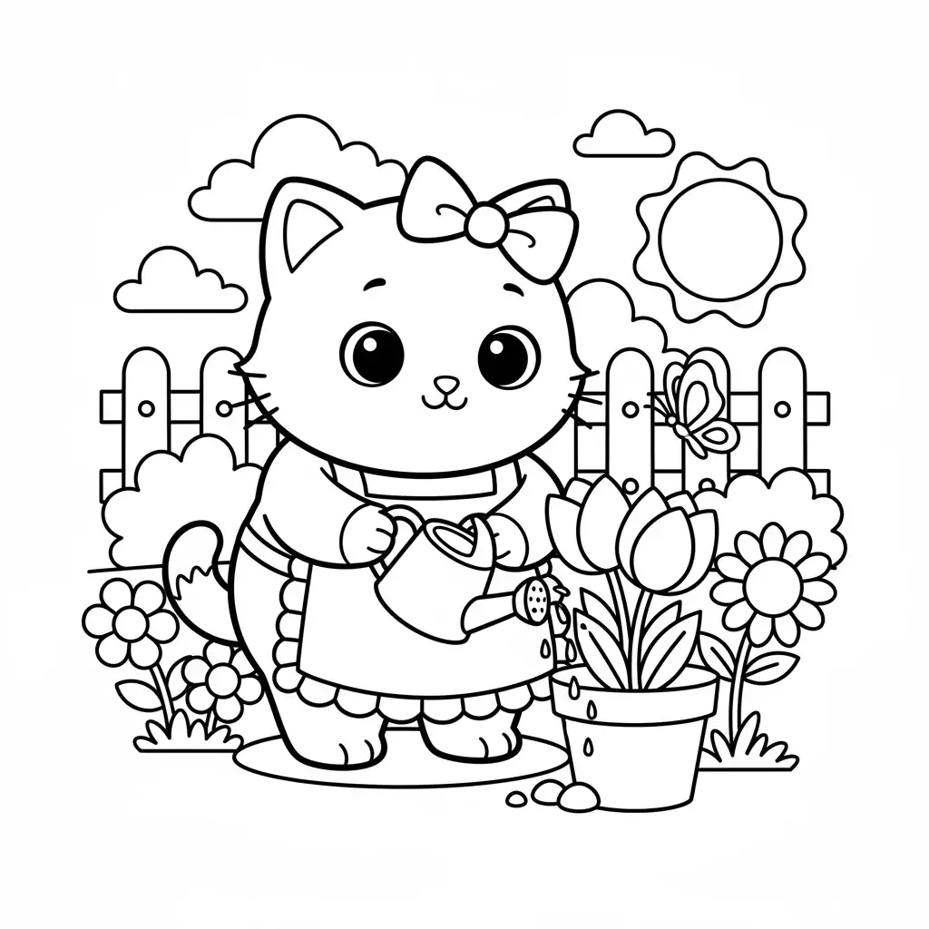 Hello Kitty in the Garden