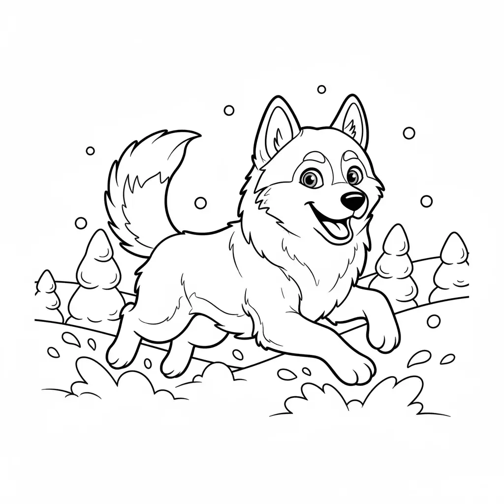 Husky Playing in Snow