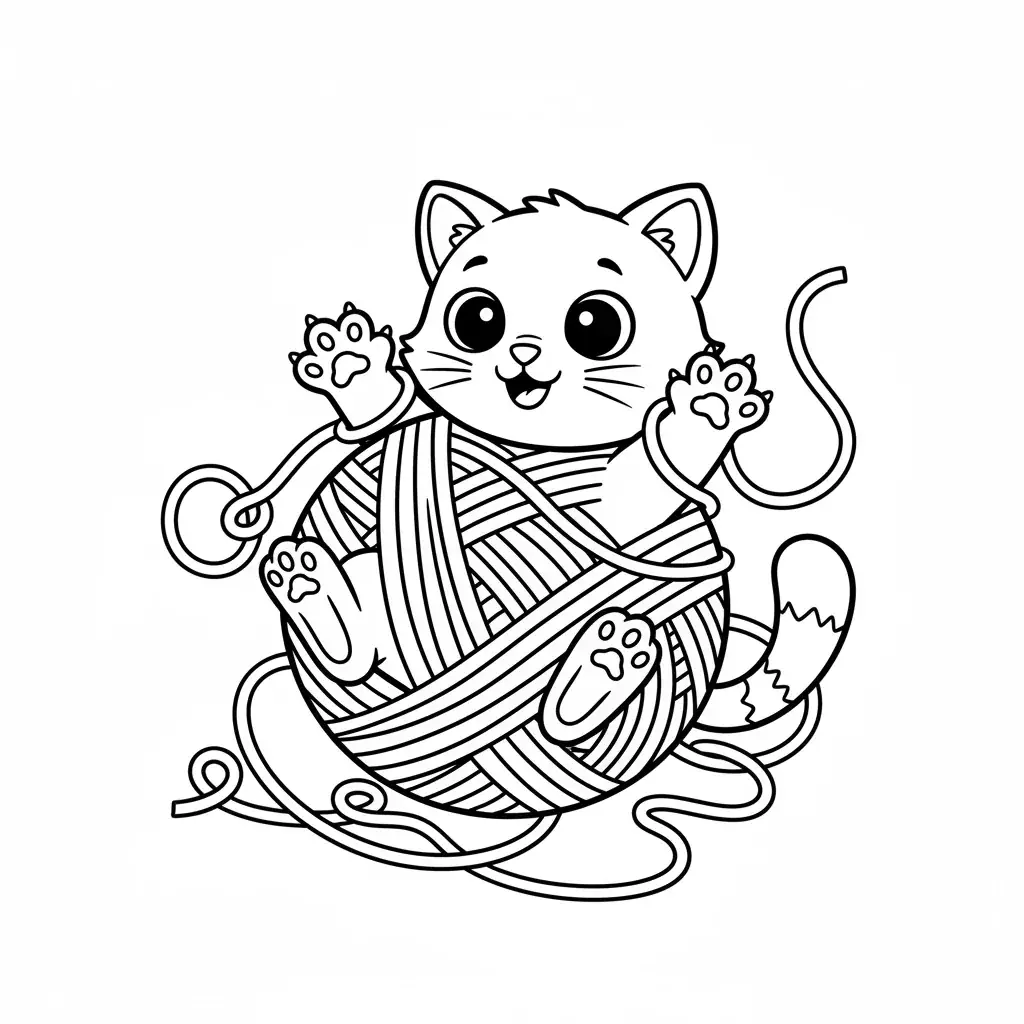 Kitten Playing with Yarn
