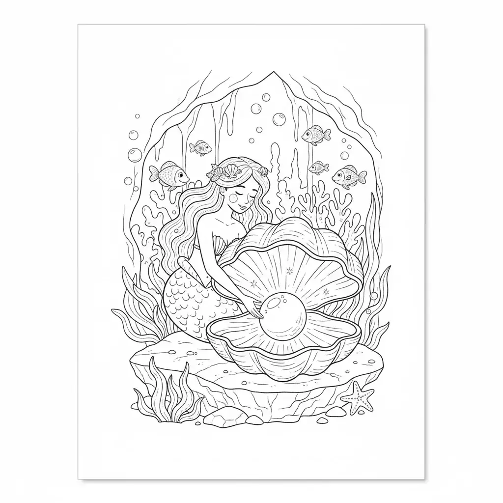 Mermaid Discovering a Giant Pearl