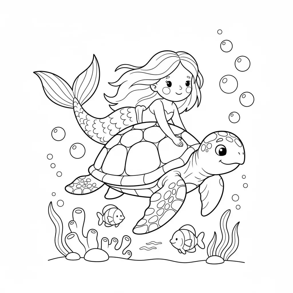 Mermaid Riding a Sea Turtle