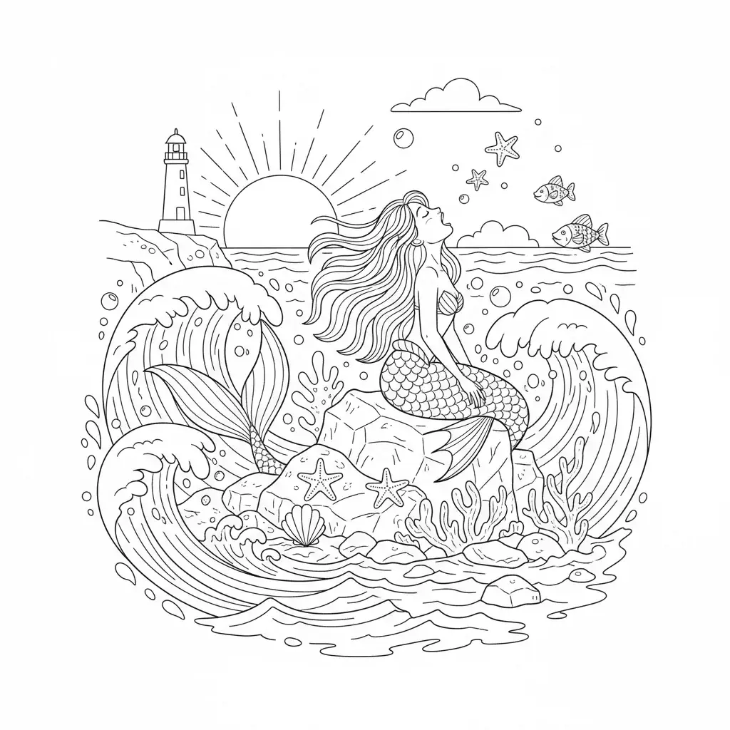 Mermaid Singing on the Rocks