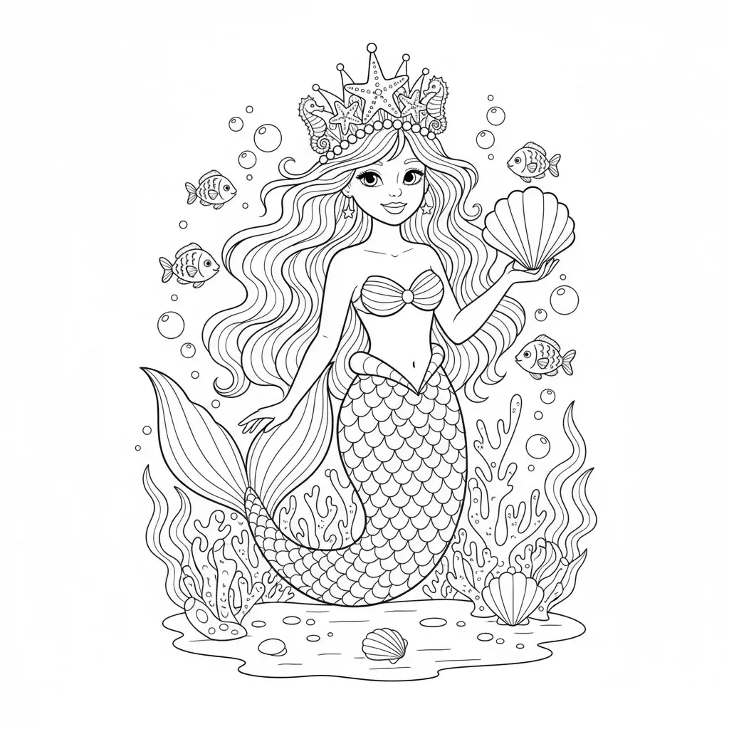 Mermaid with Starfish Crown