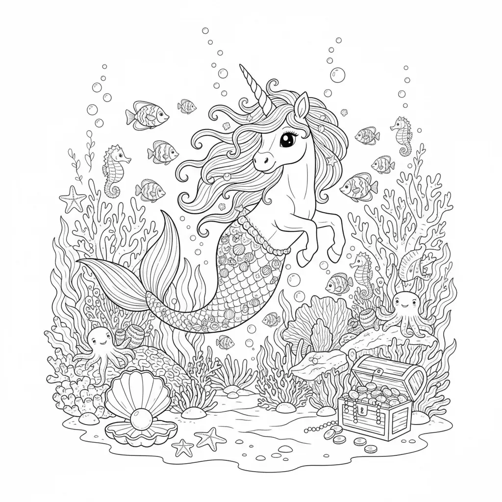 Mermaid Unicorn Underwater