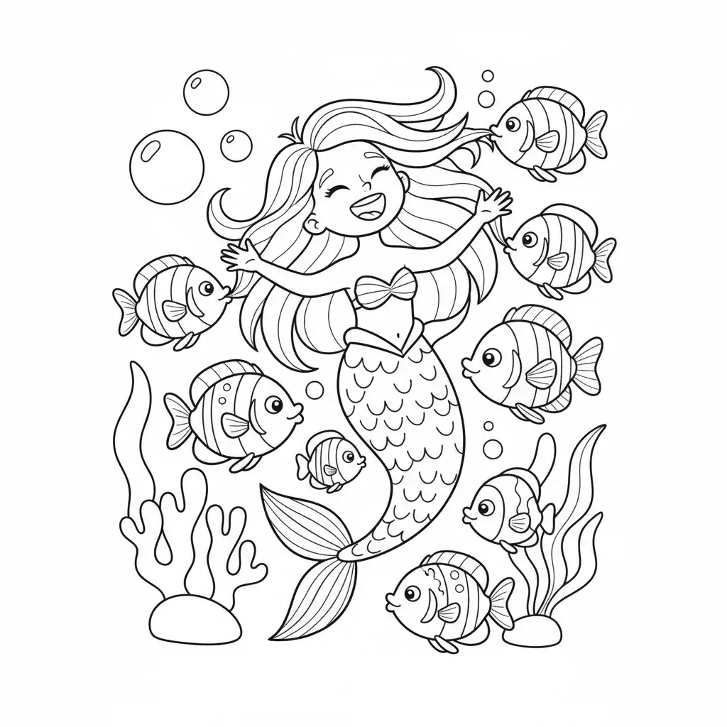 Mermaid and Her Fish Friends