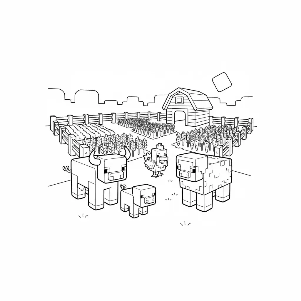 Minecraft Farm with Animals