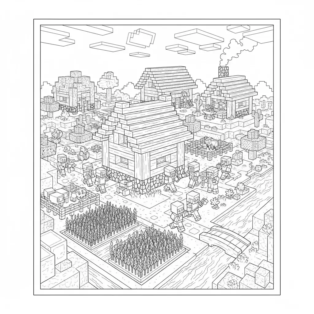 Minecraft Village Scene