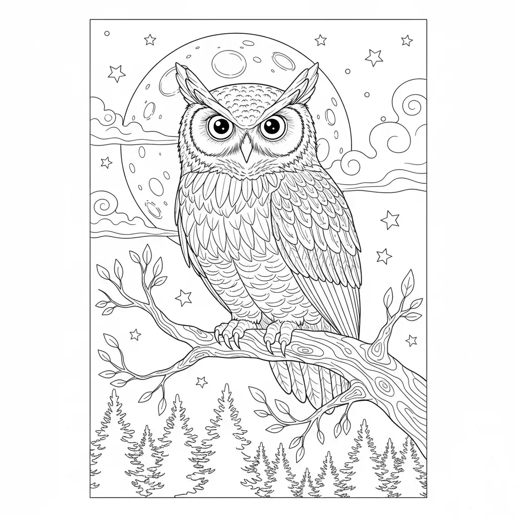 Wise Owl on a Branch