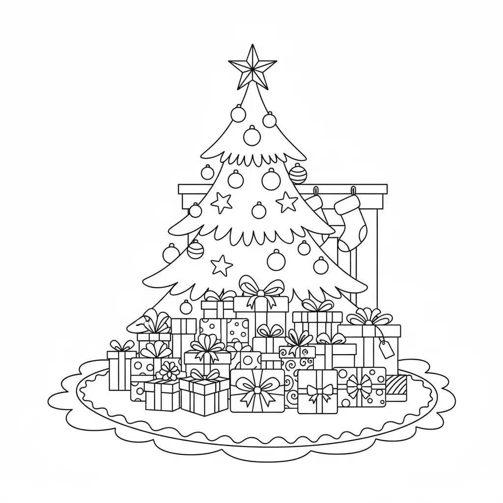 Gifts Piled Under the Christmas Tree