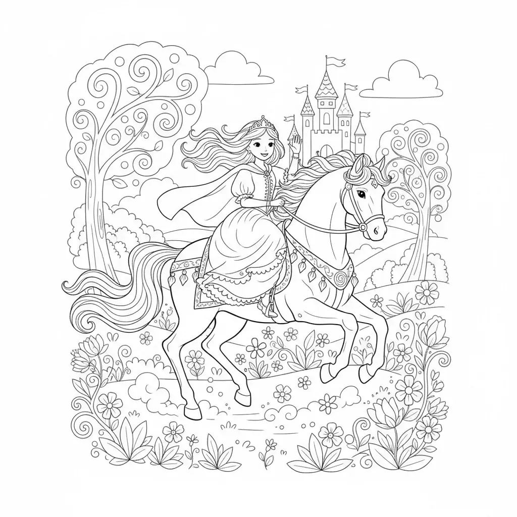 Princess Riding a White Horse