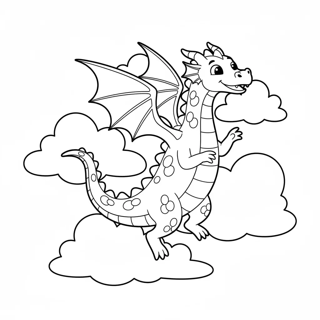 Rainbow Dragon Among Clouds