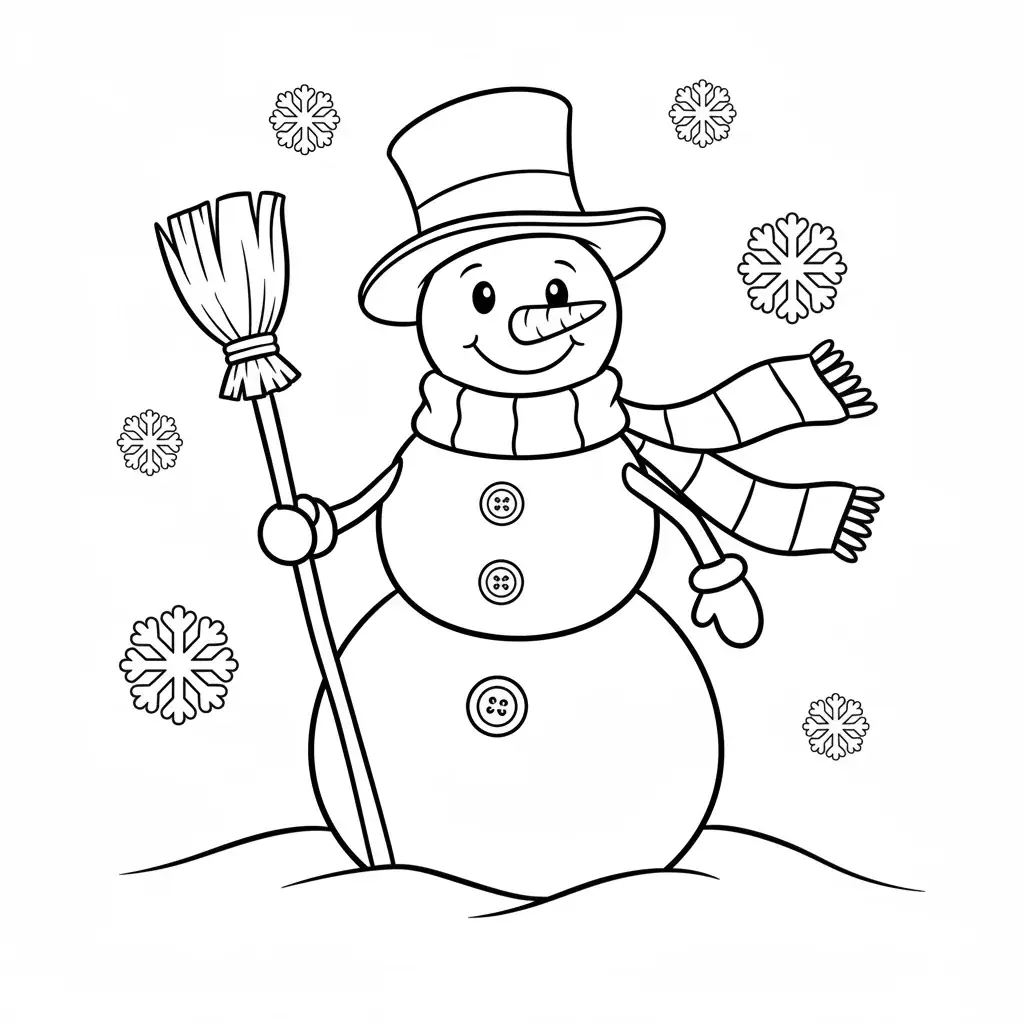 Friendly Snowman in the Snow