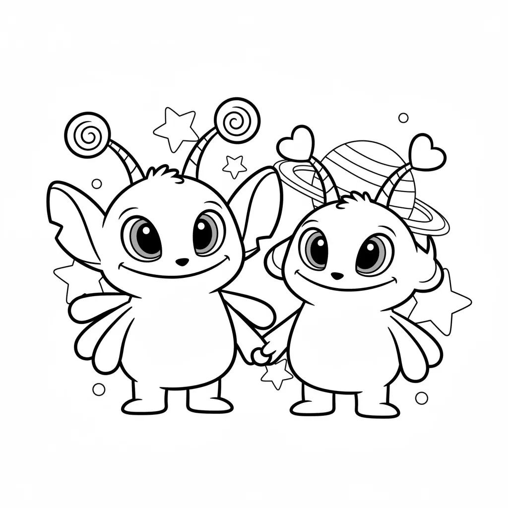 Stitch and Angel Side by Side