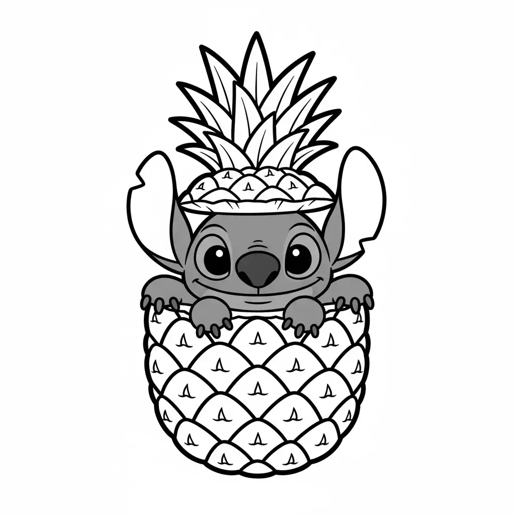 Stitch Hiding in a Pineapple