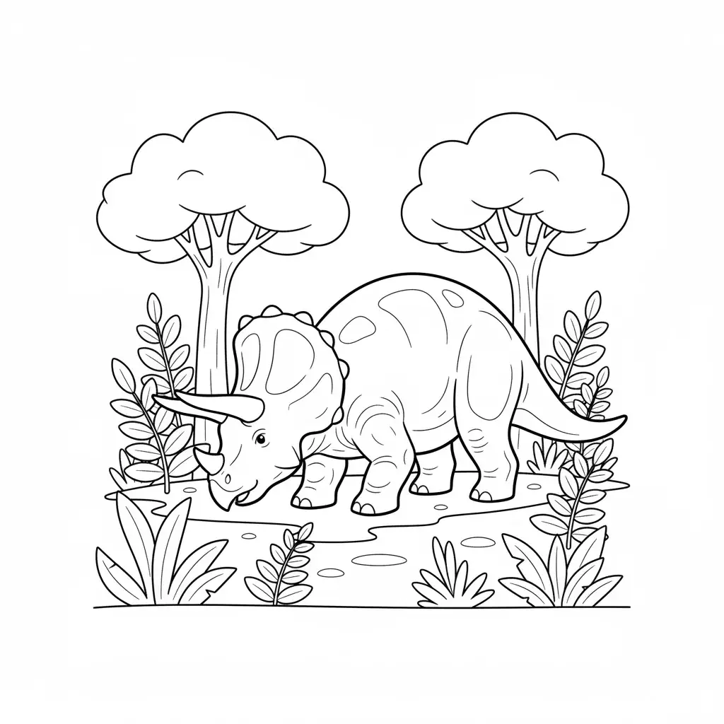 Triceratops in a Meadow