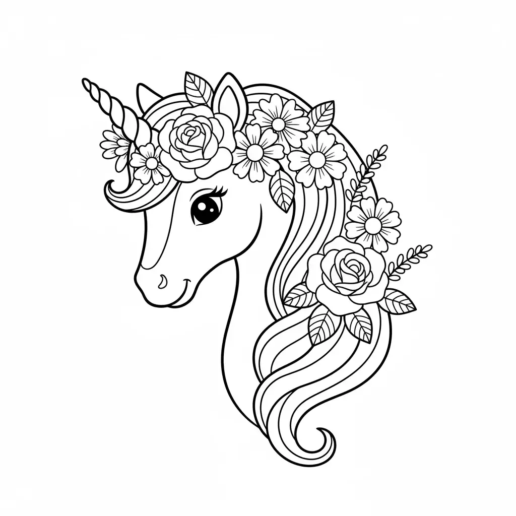 Unicorn Wearing a Flower Crown