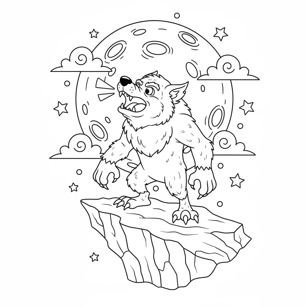 Werewolf Howling at Moon