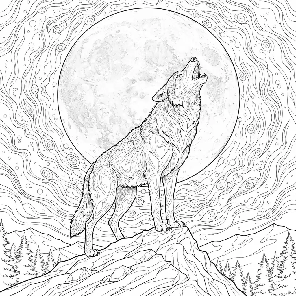 Wolf Howling at the Moon