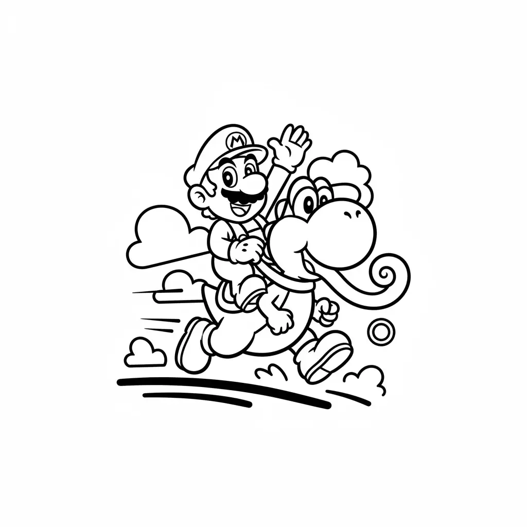 Yoshi Running with Mario