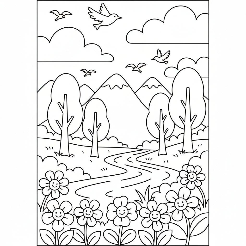 Nature coloring page generator thumbnail