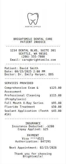 Dentist Receipt Receipt