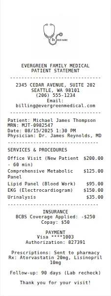 Doctor Receipt Receipt