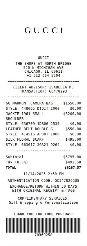 Gucci Receipt Receipt