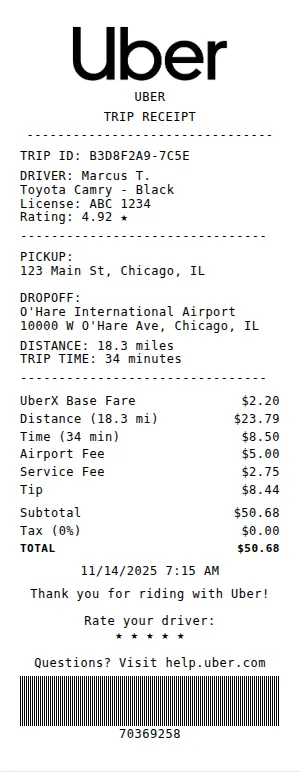 Uber Receipt Receipt