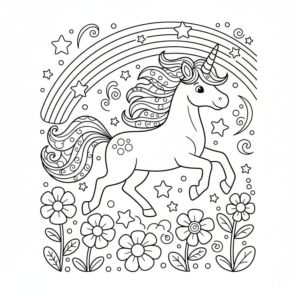 Unicorn coloring page generator thumbnail